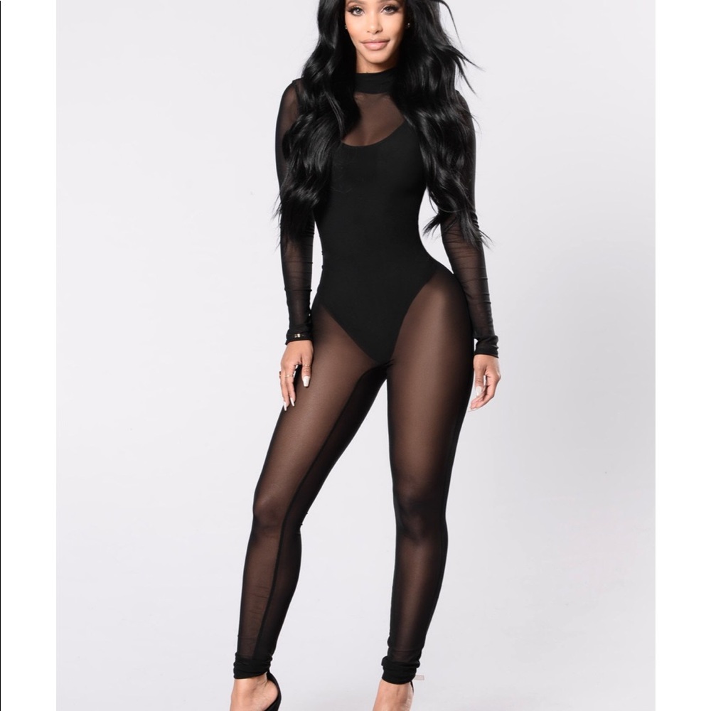 Mesh Black Fashion Nova Jumpsuit NWT